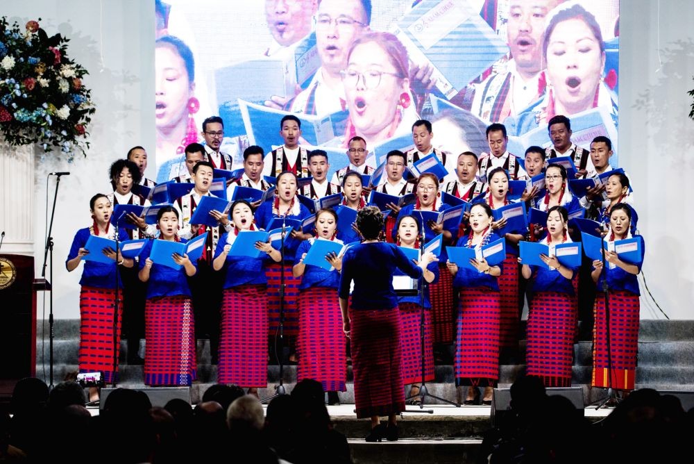 The ABAM Choir presenting a song during inaugural service of the sesquicentennial celebration in Impur on November 1. (Photo by Manen Aier)